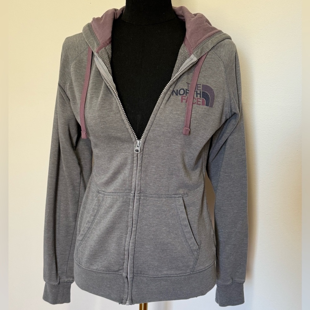 The North Face Women's Charcoal and Plum Hoodie